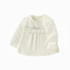 Balabala 【Little Octopus IP】Long Sleeve T-Shirt 2025 Spring for Girls' Babys Round V-Neck Long Sleeve T-Shirt Off-white Flash Sale