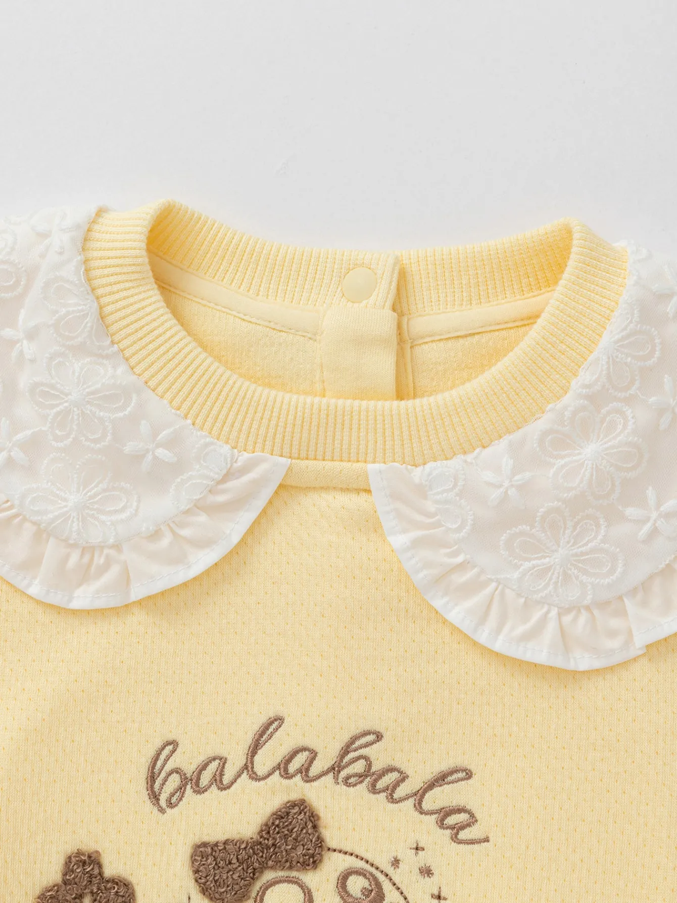 Balabala 【Little Octopus IP】Long Sleeve T-Shirt 2025 Spring for Girls' Babys Round V-Neck Long Sleeve T-Shirt Medium Yellow Clearance