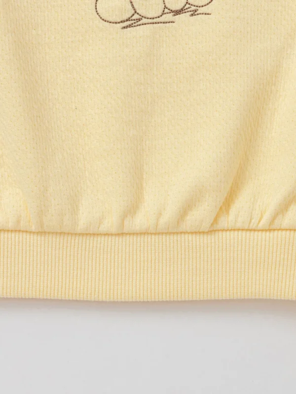Balabala 【Little Octopus IP】Long Sleeve T-Shirt 2025 Spring for Girls' Babys Round V-Neck Long Sleeve T-Shirt Medium Yellow Clearance
