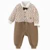 Balabala 【Little Octopus IP】Outfit 2025 Spring New Style Boys Baby Knitted Jumpsuit Coffee Best Sale
