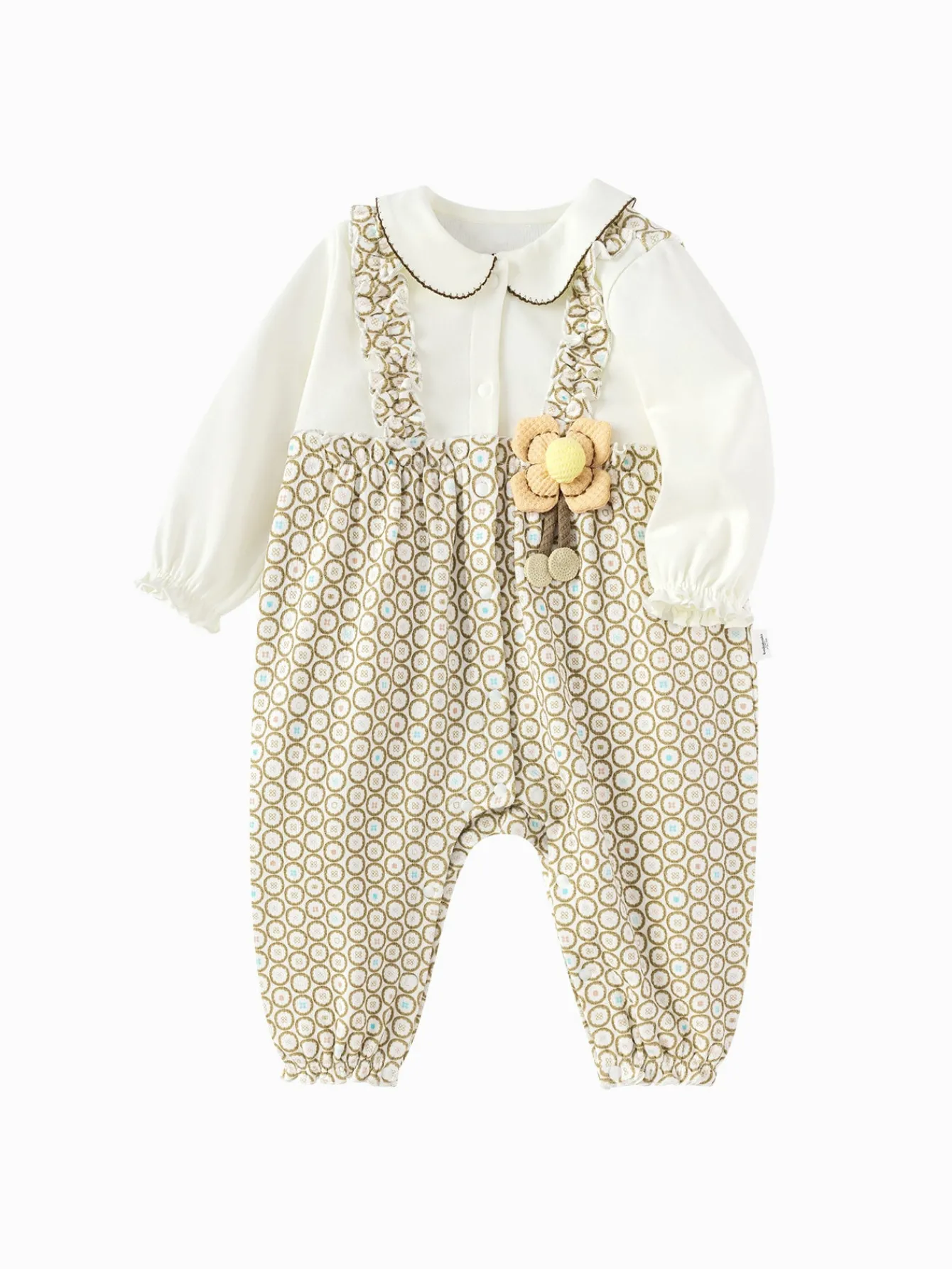 Balabala 【Little Octopus IP】Outfit 2025 Spring New Style Girls Baby Knitted Jumpsuit Yellow Flash Sale