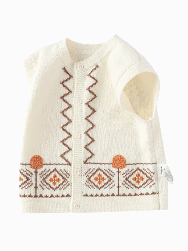 Balabala 【Little Octopus IP】Vest New Spring 2025 Boys Baby Knitted Vest Cream White Best Sale