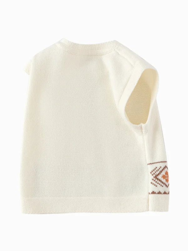 Balabala 【Little Octopus IP】Vest New Spring 2025 Boys Baby Knitted Vest Cream White Best Sale