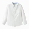 Balabala Long Sleeve Shirt 2025 Spring New Arrival for Boys and Girls Woven Long Sleeve Shirt White Fashion