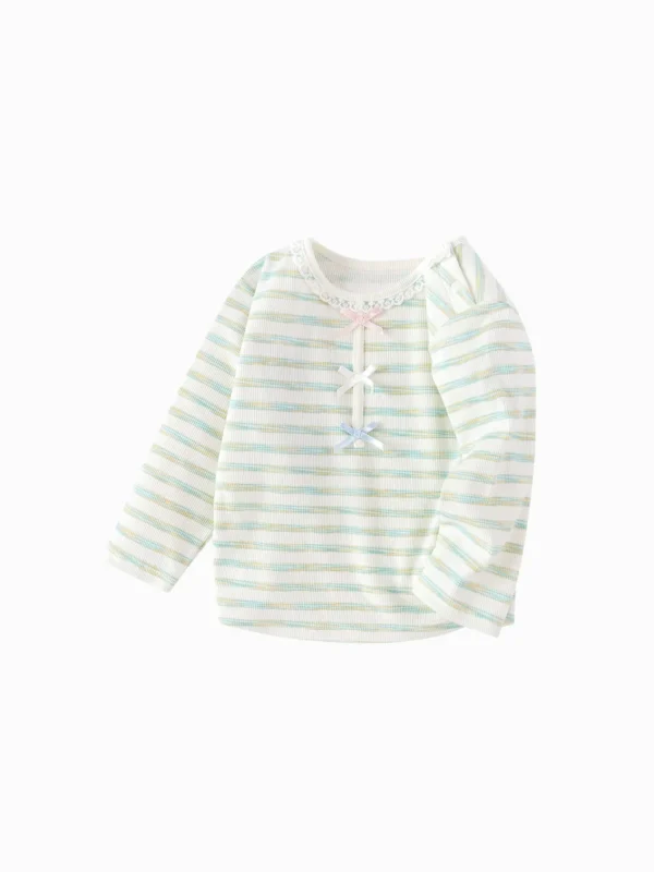 Balabala Long Sleeve T-Shirt 2025 Spring New Arrival for Baby Girl Round V-Neck Long Sleeve T-Shirt Outlet