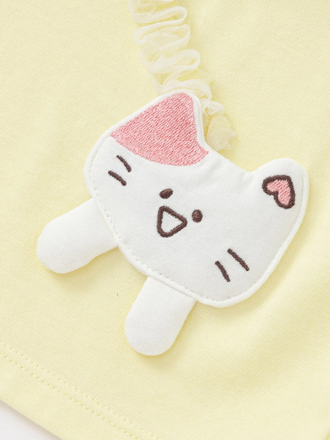 Balabala Long Sleeve T-Shirt 2025 Spring New Arrival for Baby Girl Round V-Neck Long Sleeve T-Shirt Light Yellow Cheap