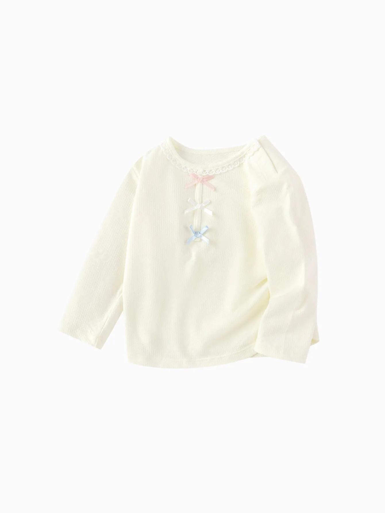 Balabala Long Sleeve T-Shirt 2025 Spring New Arrival for Baby Girl Round V-Neck Long Sleeve T-Shirt Outlet