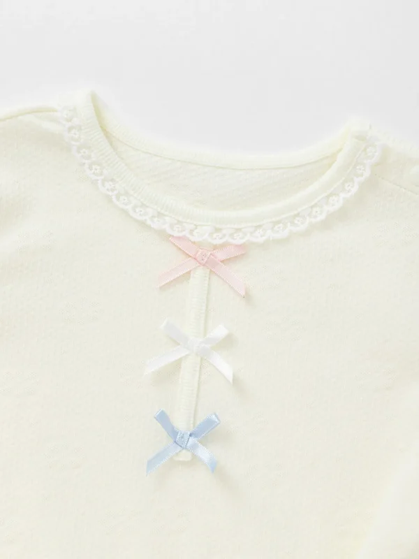 Balabala Long Sleeve T-Shirt 2025 Spring New Arrival for Baby Girl Round V-Neck Long Sleeve T-Shirt Outlet