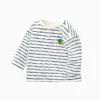 Balabala Long Sleeve T-Shirt 2025 Spring New Arrival for Boys' Babys Round V-Neck Long Sleeve T-Shirt White Blue Flash Sale