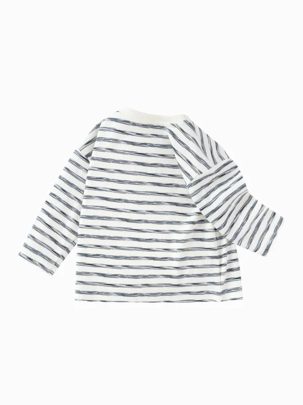 Balabala Long Sleeve T-Shirt 2025 Spring New Arrival for Boys' Babys Round V-Neck Long Sleeve T-Shirt White Blue Flash Sale