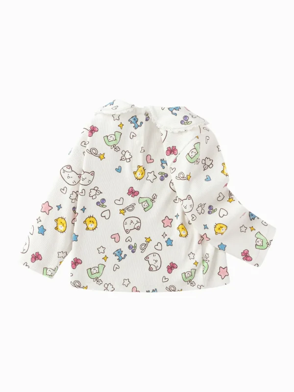 Balabala Long Sleeve T-Shirt 2025 Spring New Arrival for Girls' Babys Collar Long Sleeve T-Shirt Fashion