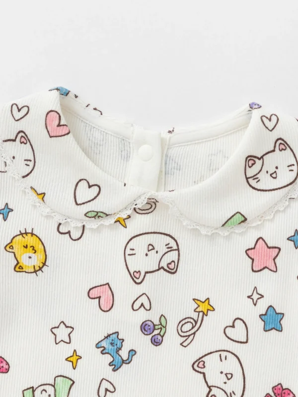 Balabala Long Sleeve T-Shirt 2025 Spring New Arrival for Girls' Babys Collar Long Sleeve T-Shirt Fashion