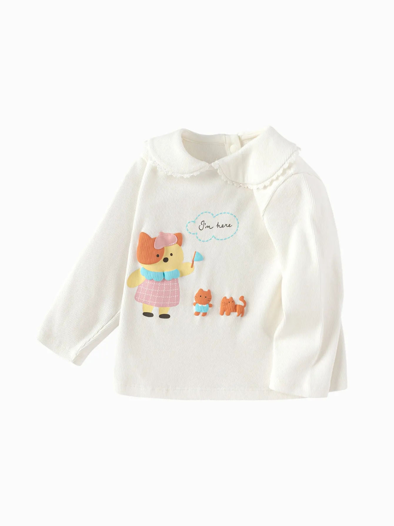 Balabala Long Sleeve T-Shirt 2025 Spring New Arrival for Girls' Babys Collar Long Sleeve T-Shirt Fashion