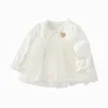 Balabala Long Sleeve T-Shirt 2025 Spring New Arrival for Girls' Babys Round V-Neck Long Sleeve T-Shirt Off-white Cheap