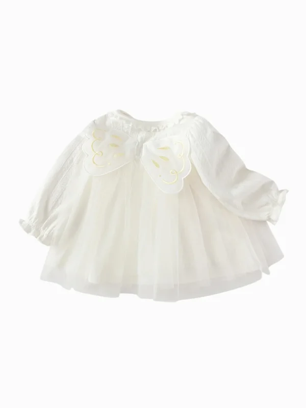 Balabala Long Sleeve T-Shirt 2025 Spring New Arrival for Girls' Babys Round V-Neck Long Sleeve T-Shirt Off-white Cheap