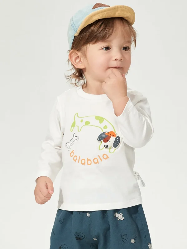 Balabala Long Sleeve T-Shirt 2025 Spring New Boy and Girl Baby Round V-neck Long Sleeve T-Shirt Cheap