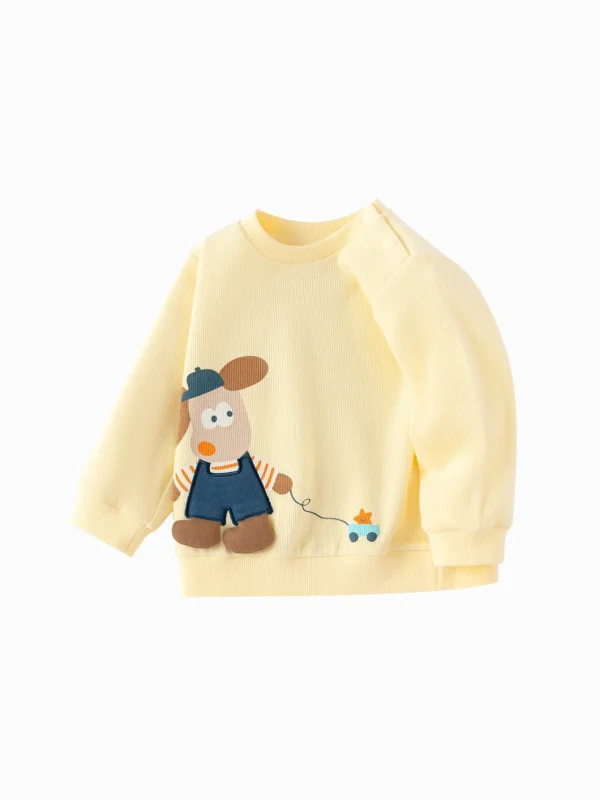 Balabala Long Sleeve T-Shirt 2025 Spring New Boy Baby Round V-neck Long Sleeve T-Shirt Light Yellow Flash Sale