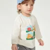 Balabala Long Sleeve T-Shirt 2025 Spring New Boy Baby Round V-neck Long Sleeve T-Shirt Off-white Discount