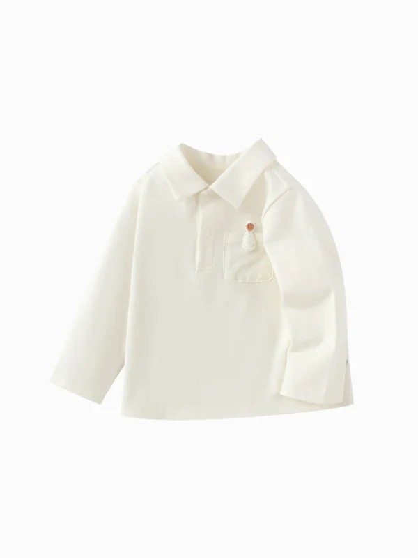 Balabala Long Sleeve T-Shirt 2025 Spring New Boy Baby Round V-neck Long Sleeve T-Shirt Off-white Flash Sale