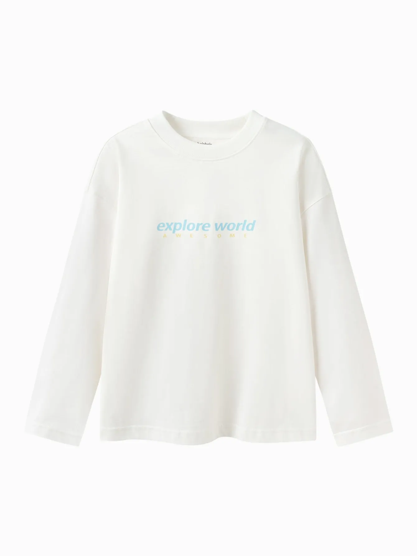 Balabala Long Sleeve T-Shirt 2025 Spring New Boys and Girls Round Neck V-Neck T-Shirt Off-white New
