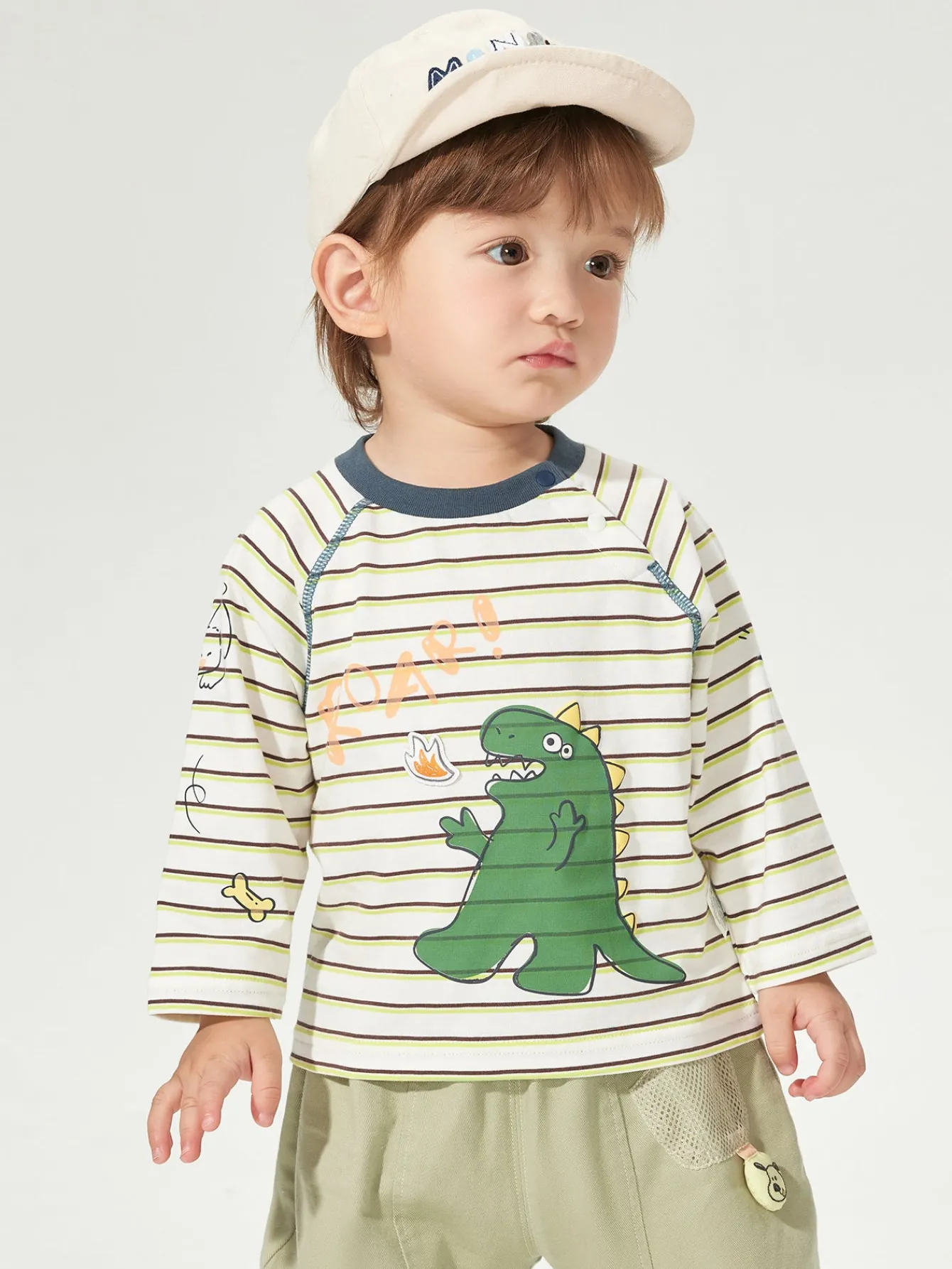 Balabala Long Sleeve T-Shirt New Spring 2025 Boys and Girls Baby Round V-neck Long Sleeve T-Shirt Clearance