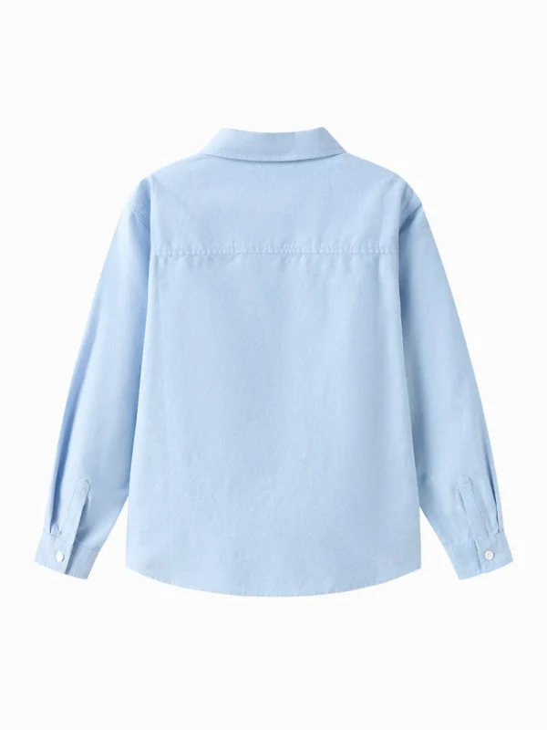 Balabala Long-sleeved Shirt 2025 Spring New Style Boys and Girl Woven Long-sleeved Shirt Blue Hot
