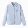 Balabala {miiiichan IP}Girls Pinstripe College Style Long Sleeve Shirt Blue Best