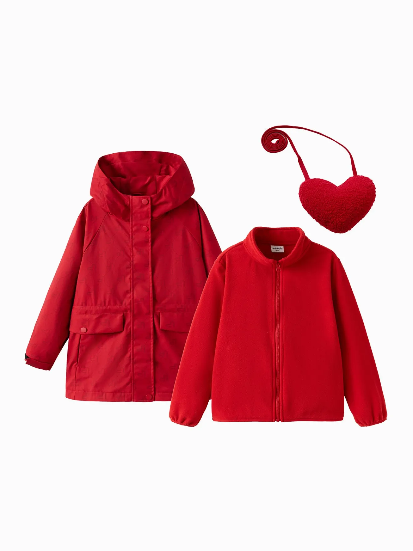 Balabala [miiiiichan Collaboration] 2025 Spring Girl long waterproof outdoor jacket Chinese Red Online