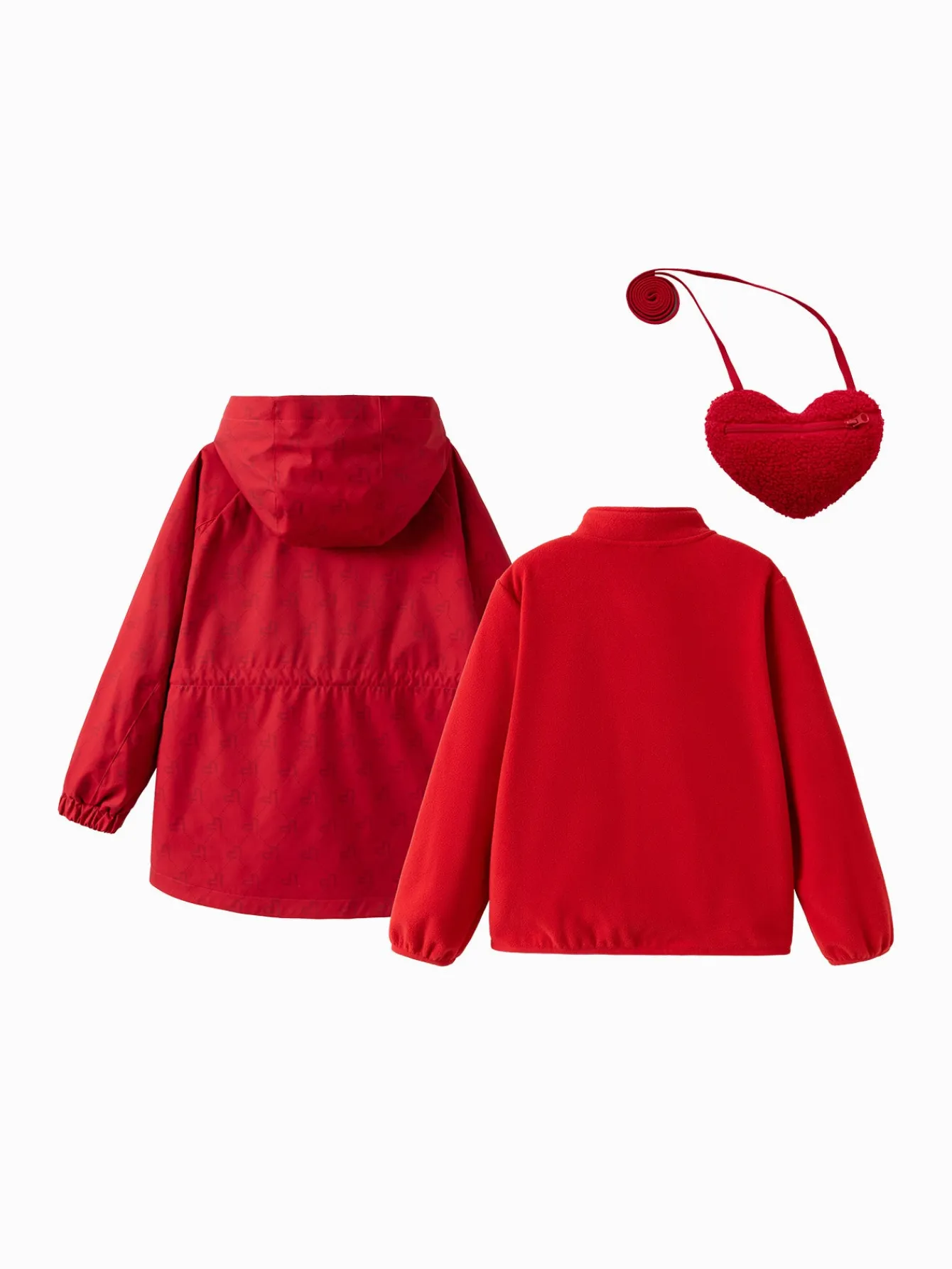 Balabala [miiiiichan Collaboration] 2025 Spring Girl long waterproof outdoor jacket Chinese Red Online