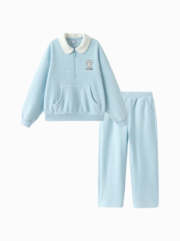 Balabala [miiiiichan Collaboration]Girl's Top and Pants Set Blue Flash Sale