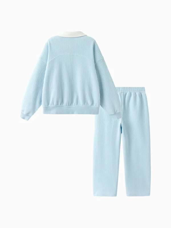 Balabala [miiiiichan Collaboration]Girl's Top and Pants Set Blue Flash Sale