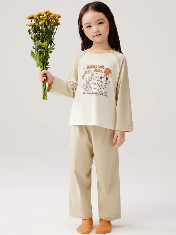 Balabala 【miiiiichan collaboration】Home 2025 Spring Boys and Girls Home Set Fashion