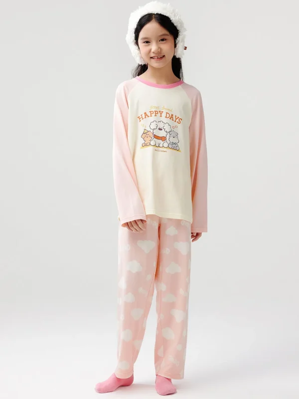 Balabala 【miiiiichan collaboration】Home 2025 Spring Boys and Girls Home Set Fashion