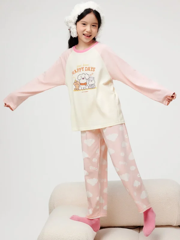 Balabala 【miiiiichan collaboration】Home 2025 Spring Boys and Girls Home Set Fashion