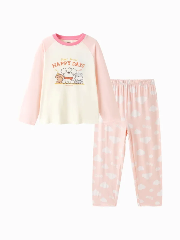 Balabala 【miiiiichan collaboration】Home 2025 Spring Boys and Girls Home Set Fashion