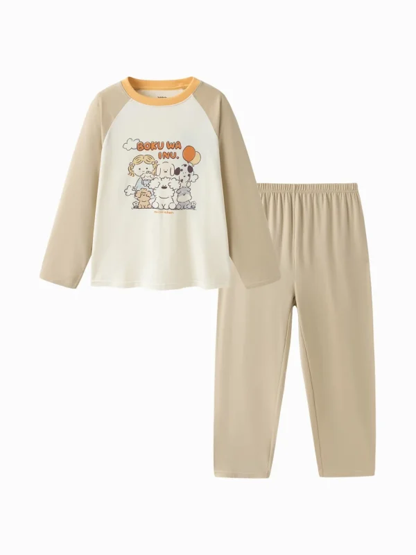 Balabala 【miiiiichan collaboration】Home 2025 Spring Boys and Girls Home Set Fashion