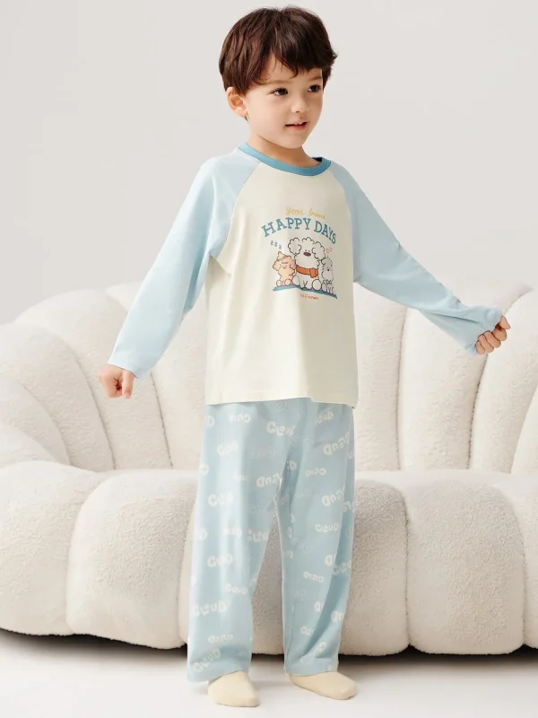 Balabala 【miiiiichan collaboration】Home 2025 Spring Boys and Girls Home Set Fashion