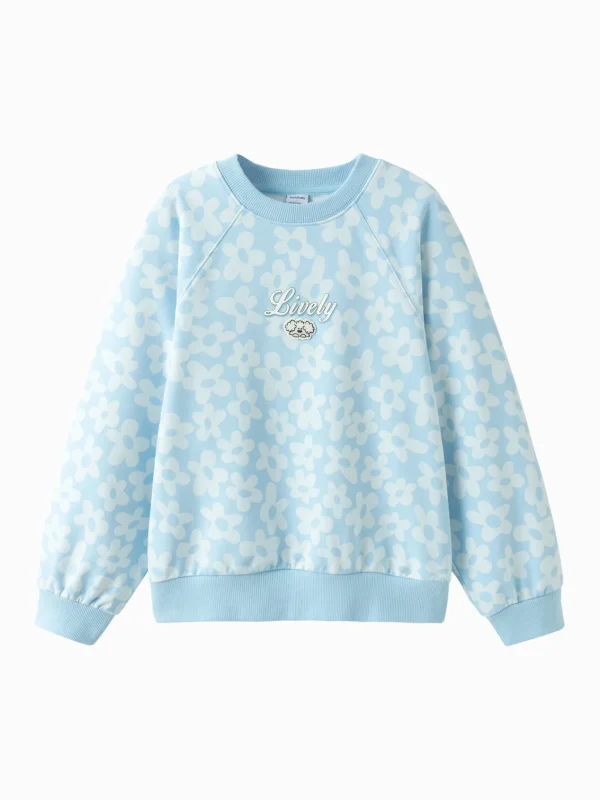 Balabala 【miiiiichan collaboration】Sweater 2025 Spring Girl's Round Neck Sweater Clearance