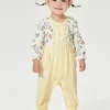 Balabala Outfit 2025 Spring New Style Girls Baby Knitted Jumpsuit Light Yellow Best