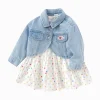 Balabala Set 2025 Spring New Arrival for Baby Girls Woven Set Blue White Fashion