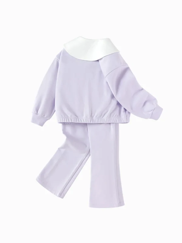 Balabala Set 2025 Spring New Girls' Toddler Knitwear Set Violet Fashion