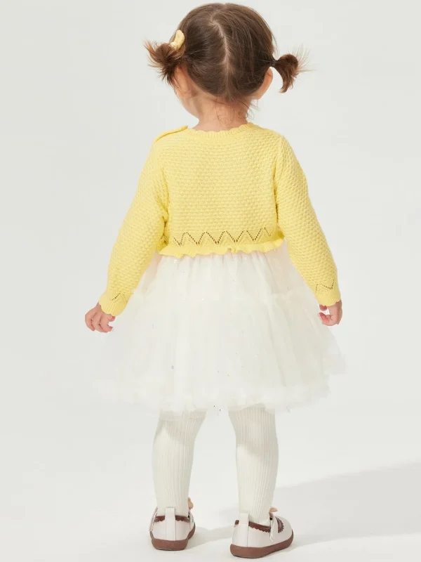 Balabala Skirt 2025 Spring New Style Girls Baby Wool Knitted Dress Yellow Cheap