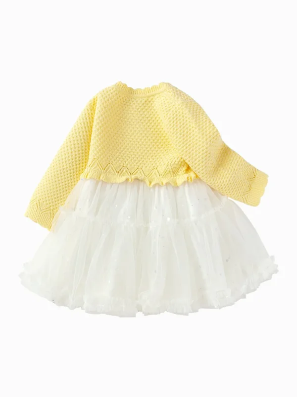 Balabala Skirt 2025 Spring New Style Girls Baby Wool Knitted Dress Yellow Cheap