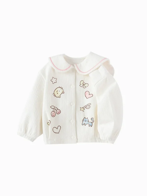 Balabala 2025 Spring New Arrival Baby Girl Knitted Casual Jacket Off-white Outlet