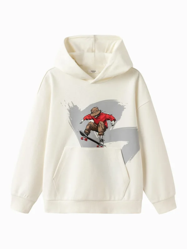 Balabala 2025 Spring New Boy Hooded Hoodie White Discount