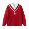 Balabala Sweater 2025 Spring New Boy Patchwork Collar Sweater Discount