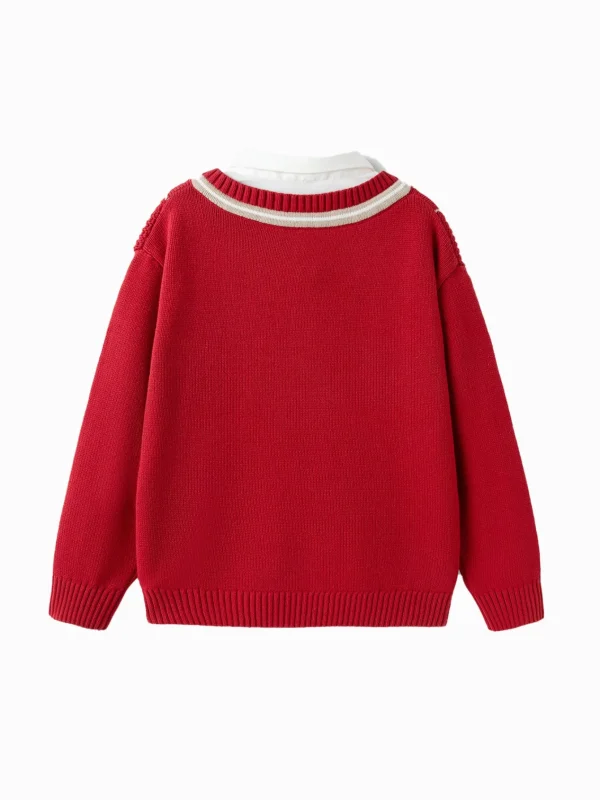 Balabala Sweater 2025 Spring New Boy Patchwork Collar Sweater Discount