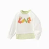 Balabala Sweater 2025 Spring New Girl Toddler Round Neck Sweater Raw White Fashion