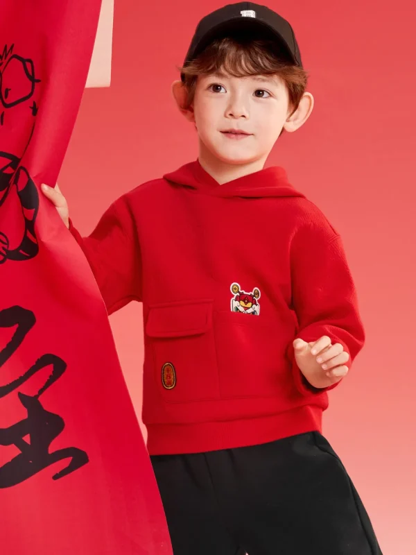 Balabala Sweatshirt 2025 spring new boys' toddler hooded sweatshirt Red Discount