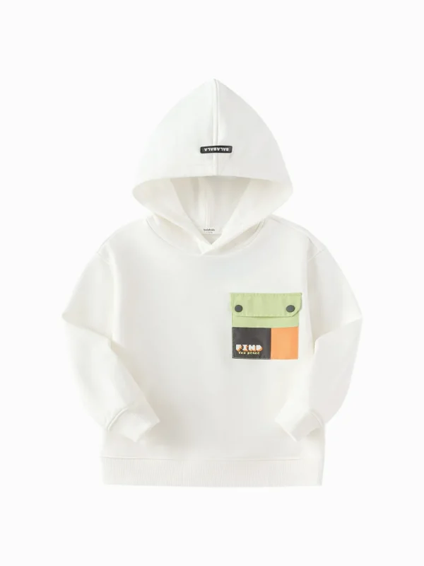 Balabala Sweatshirt New Spring 2025 Toddler Boys Hooded Sweatshirt Off-white Cheap